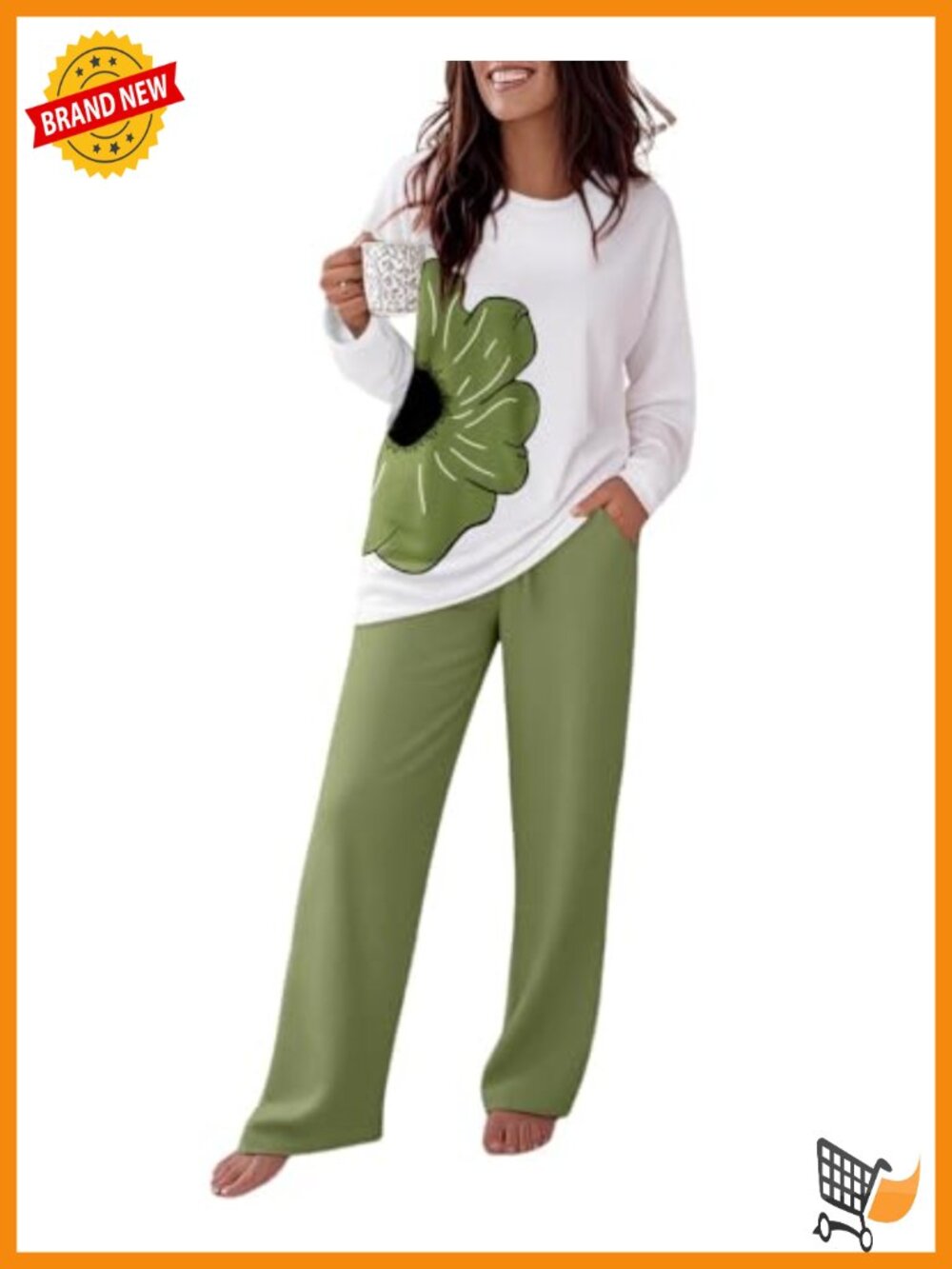 Women's 2 Piece Floral Pajama Set Long Sleeve Pj Sets Comfy Loungewear
